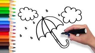 Learn how to Draw Umbrella | Teach Drawing for Kids Toddlers Coloring Page Video