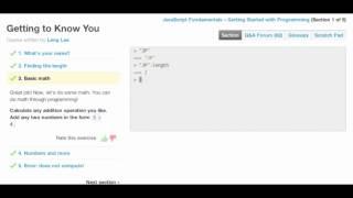 Codecademy Javascript "Getting Started With Programming" Walkthrough Tutorial Section 1