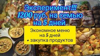 Живём на минималку ! 1200 рублей 5 дней , меню на семью . ЭКСПЕРИМЕНТ !!!