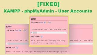 Fix Error phpMyAdmin #1030 - Got error 176 "Read page with wrong checksum" from storage engine Aria