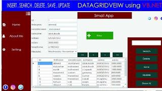 Insert , Delete , Save , Update =  Datagridview Using VB.NET