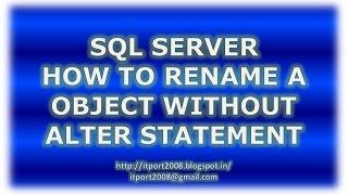 SP_RENAME in SQL Server