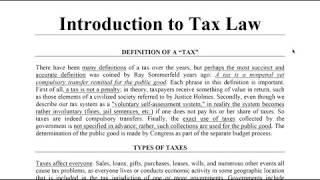 Introduction to Tax Law