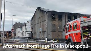 "Shocking Aftermath: Blackpool's Central Club  Huge Fire – Still Smoldering and Ongoing Smoke!  "