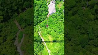 Can anyone tell me what she said in the end? Bungee jumping, Bungee jumping, Glass Bridge, Grand