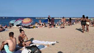 Barcelona Beach Walk August 2024 Summer Spain 4K