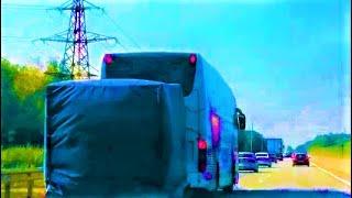 Трасса. Бешенный автобус с прицепом. Гонит 120 км/ч. Track. CRAZY Bus with a trailer.Drives 120 km/h