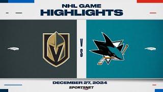 NHL Highlights | Golden Knights vs. Sharks - December 27, 2024