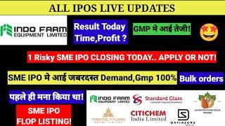 INDO FARM IPO RESULT , ALLOTMENT CHANCES  ALL IPOS LIVE UPDATES #stockmarket #ipo #smeipo SME IPO