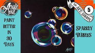 Easy Colorful Bubbles Daily Painting Step by step Acrylic Tutorials Day #5 #AcrylicApril2020