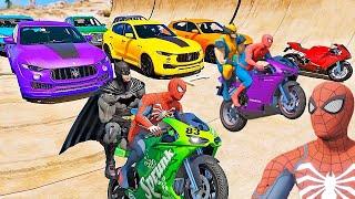 CORRIDA DE MOTOS DO HOMEM ARANHA NA RAMPA ONDULADA 2 - GTA 5