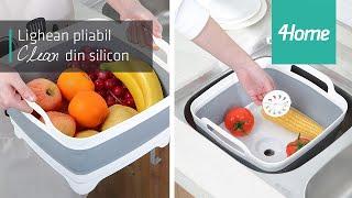 Lighean pliabil 4Home Clean din silicon, cu scurgere  | e4home.ro