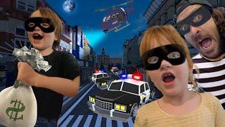 Becoming a ROBBER FAMILY!! Niko teaches Dad how to steal money from a Roblox Bank! Undercover Adley!