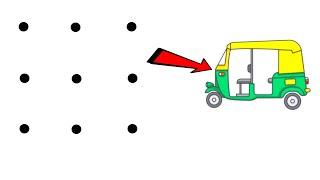 Easy dots drawing for beginners[Auto Rickshaw ](From 9 Dots) Art school .