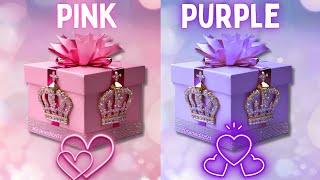 Choose your gift  2 gift box challenge || Pink vs purple Edition #goodvsbad #giftbox