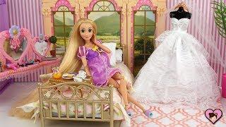 Princess Rapunzel Wedding Morning Routine - Barbie Pink Bedroom