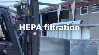 BlueSky Defender -  a powerful HEPA filtration machine for public indoor spaces, temporary hospitals