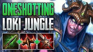 CRIT ONE SHOTS! Loki Jungle Gameplay (SMITE Ranked Conquest)