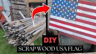 How to Build a Scrap Wood Rustic USA Flag - DIY Upcycled Lath Wood