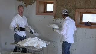 Straw Bale Plastering with Lime plaster