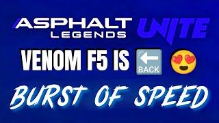 Asphalt 9 Legends Unite Burst of Speed Venom F5 Spotlight Event List of Required Cars