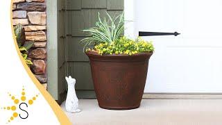 Sunnydaze Anjelica Polyresin Outdoor Flower Pot Planter - Rust - Single-DG-844