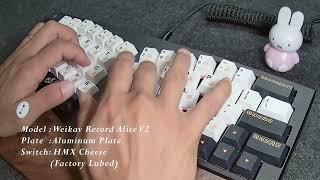 Typing Sound Test │ Weikav Record Alice V2  (Aluminum Plate)/  HMX Cheese │ #ASMR