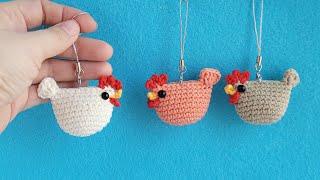 Курочка брелок вязаная крючкомcrocheted chickengehäkeltes Huhn