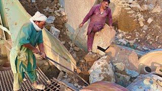 LABORERS VS STUCK STONE! Watch Them Remove It with Sheer Strength & Determination"#asmrsounds