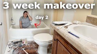 DIY BATHROOM MAKEOVER on a $500 budget (3 week transformation!) Small Bathroom Remodel compilation
