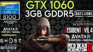 GTX 1060 (3GB) + I3 8100 & 16GB Ram - Test In 10 Games In 2024 !