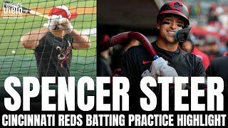 Spencer Steer Batting Practice From Hitters Eye View | Cincinnati Reds Baseball Highlight