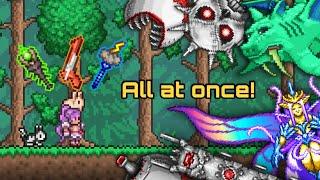 Can I beat 5 Hardest bosses all at once with a pre-Mech Gear? | Terraria Master Mode.