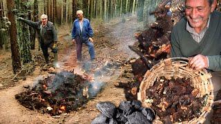 Los CARBONEROS del bosque. Carbonización de RAÍCES DE BREZO para su uso como COMBUSTIBLE y ESTUFAS