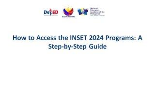 How to Access the INSET 2024 Programs  A step by Step Guide