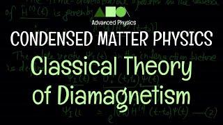 Condensed Matter Physics - Diamagnetism : Classical Theory of Diamagnetism