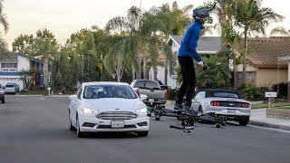 Making People Angry in Traffic- Flying 'SkySurfer' Aircraft @sofiedossi HoverBoard Drone Down Road