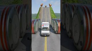School Bus & Cargo Van vs Hydraulic Crush - BeamNG.Drive