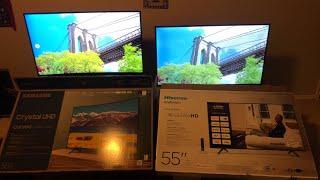 HIGH END TV SAMSUNG TU 8300 4K vs LOW END HISENSE 4K 55inch REVIEW! SURPRISING RESULTS!