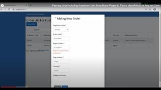 Send/Add data including dropdown lists from Razor Pages to PartialView/Modal #Modal in Asp.net  Core