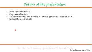 0 Database Normalization: outline of the course.