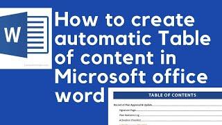 How to create automatic table of contents in Microsoft office word 2007,2010,2013 and 2016