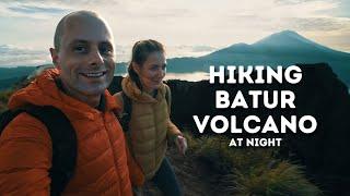 Night hiking Mount Batur volcano until sunrise at the summit.