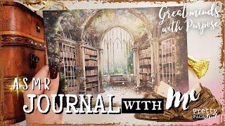 ASMR ️Aesthetic Journaling Enchanted Mind Library Collage Scrapbooking | Journal With Me Relaxing