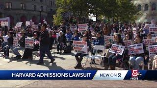 Protests held ahead of Harvard admissions lawsuit