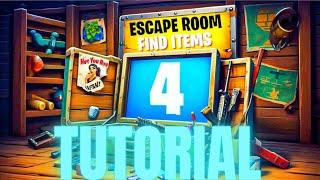 Escape Room Find Items 4 All Levels Fortnite Tutorial