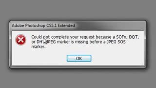 How to Fix  "SOFn, DQT, or DHT JPEG maker is missing before a JPG SOS marker"