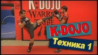 K-Dojo: Фронткик, удар супермена, подсечка Frontkick, superman punch, takedown