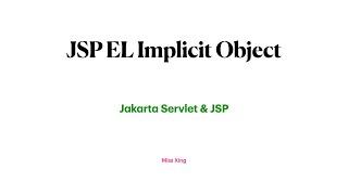 JSP Expression Language Implicit Objects