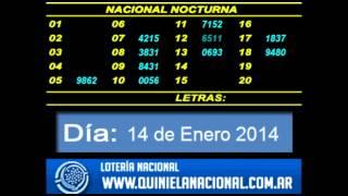 Quiniela Nacional Nocturna Martes 14 de Enero de 2014